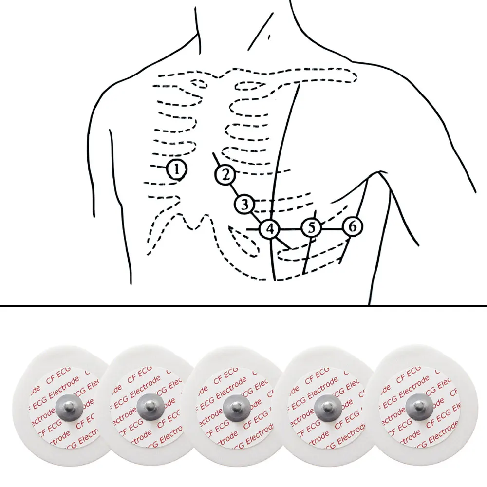 100pcs Electrocardiogram Accessories Disposable Medical ECG EKG Electrodes Patch Non-Woven Buttons ECG Electrodes Pads