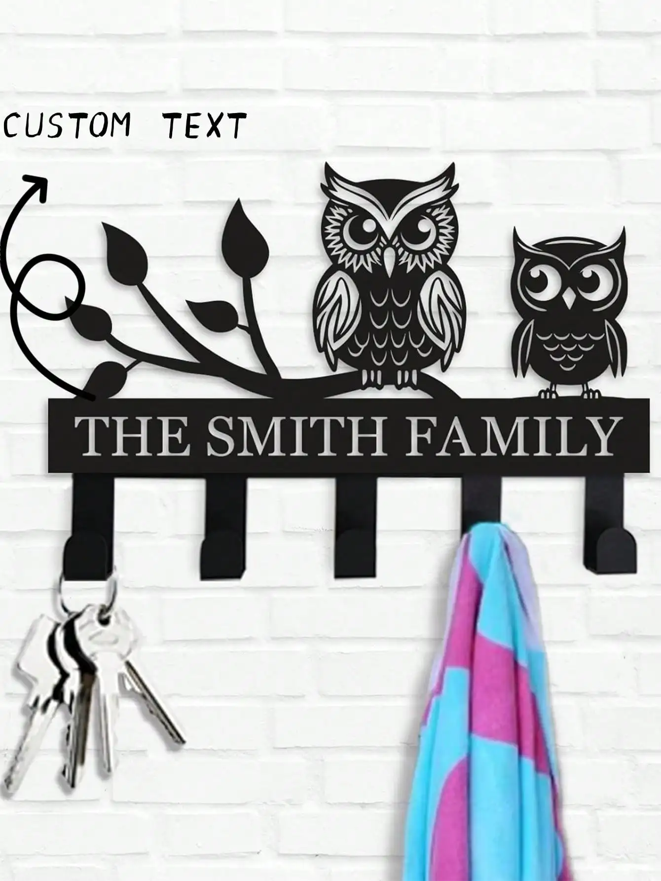 

Metal Owl Wall Mounted Coat Rack Hook, Unique Key Holder, Bird Shaped Hanger, Custom Rustic Home Decor, Housewarming Gift
