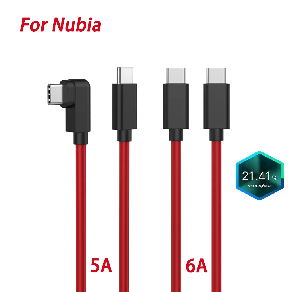 PD QC Quick charger Cable 55W 66W 6A For Nubia Red Magic 5S 6 6S 6R Z30 Pro 6A Gaming Data Cable Type-C to USB C