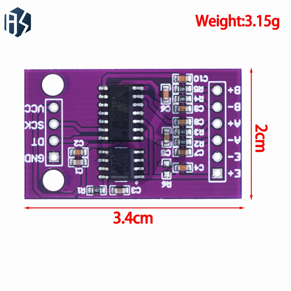 CS1237 24-Bit-ADC-Modul Onboard TL431 Externer Referenzchip Einkanal-Wägeerkennung 24bit CS1238 Zweikanal