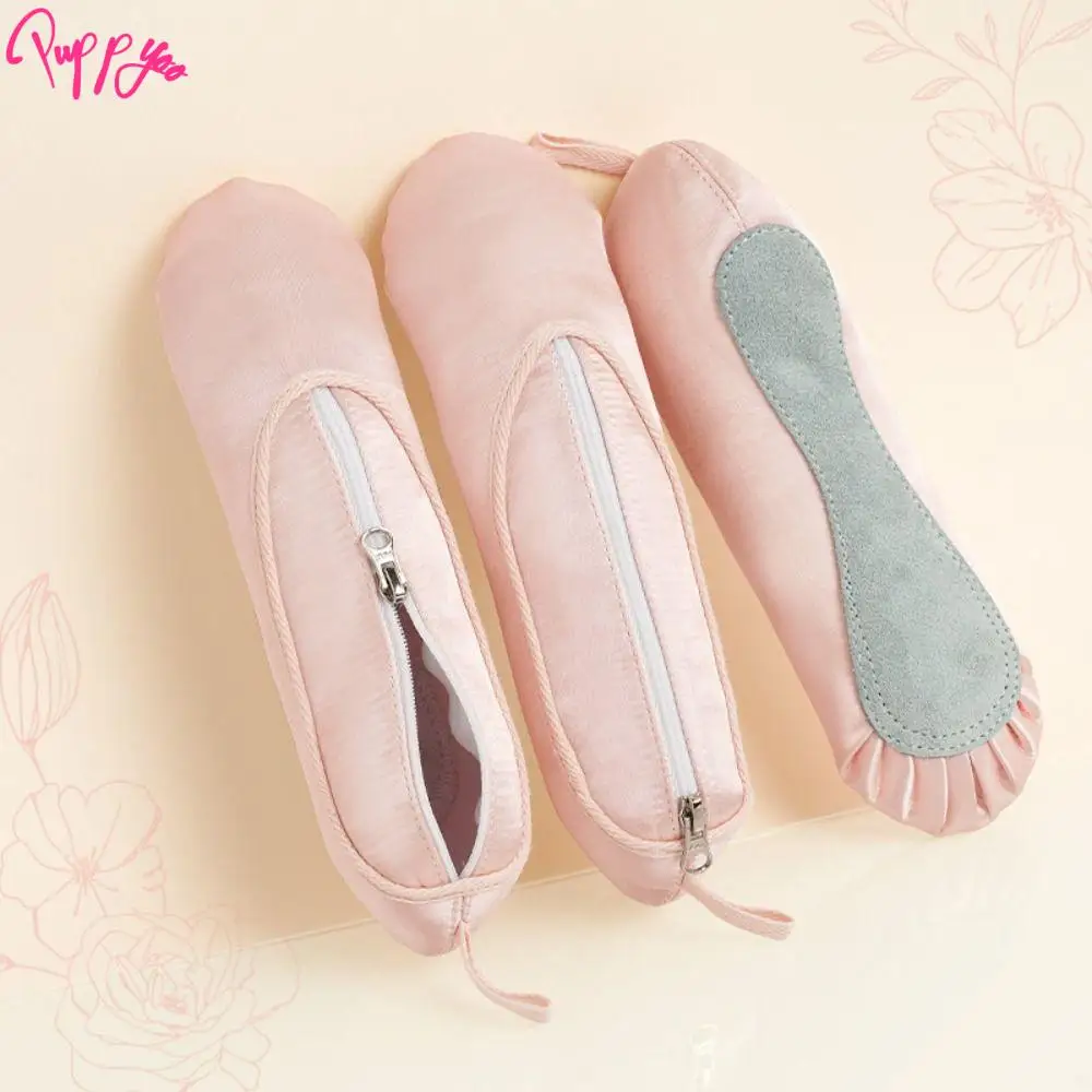 Large Capacity Ballet Shoes Pencil Case Cute Design Funny Ballerina Pencil Bag Creative Kawaii Satin Stationery Bag Student