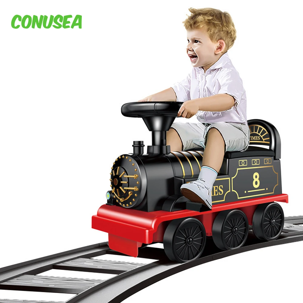 Juguete de montar para niños, modelo de Tren Eléctrico clásico, puede llevar un tren pequeño, coche de riel, cochecito de bebé, andador, juguetes