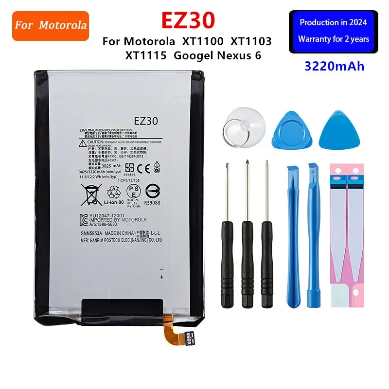 

100% Original EZ30 3220mAh Battery For Motorola Moto XT1100 XT1103 XT1115/GOOGLE Nexus 6 Mobile phone Batteries+Tools