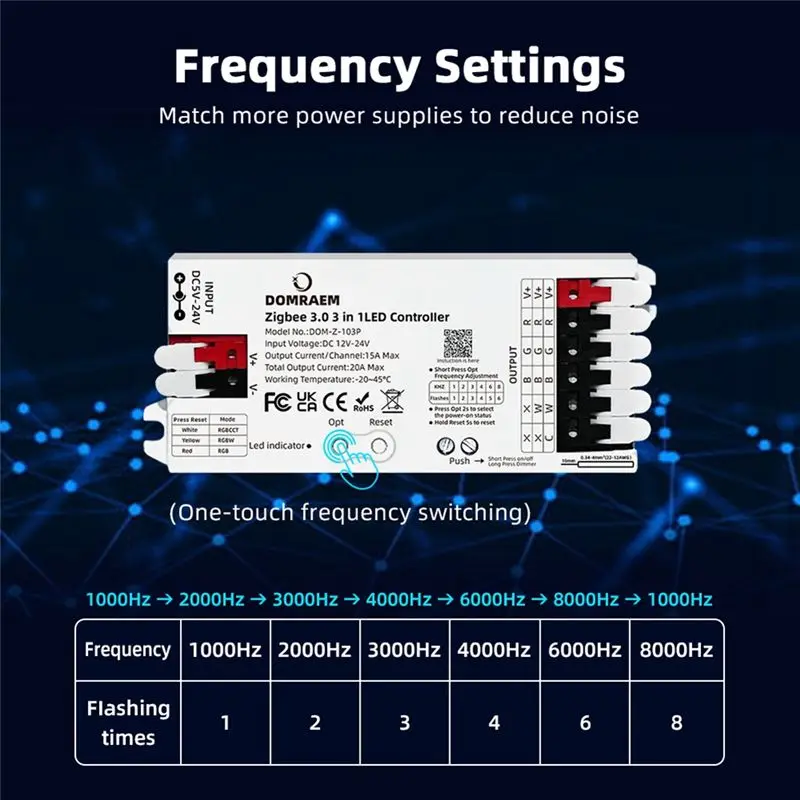 AD23-Domraem Zigbee3.0 RGBCCT RGB RGBW LED Strip Controller 3 In 1 12V-24V 20A Smart Dimmer Works Smartthings For Alexa Home - view 5