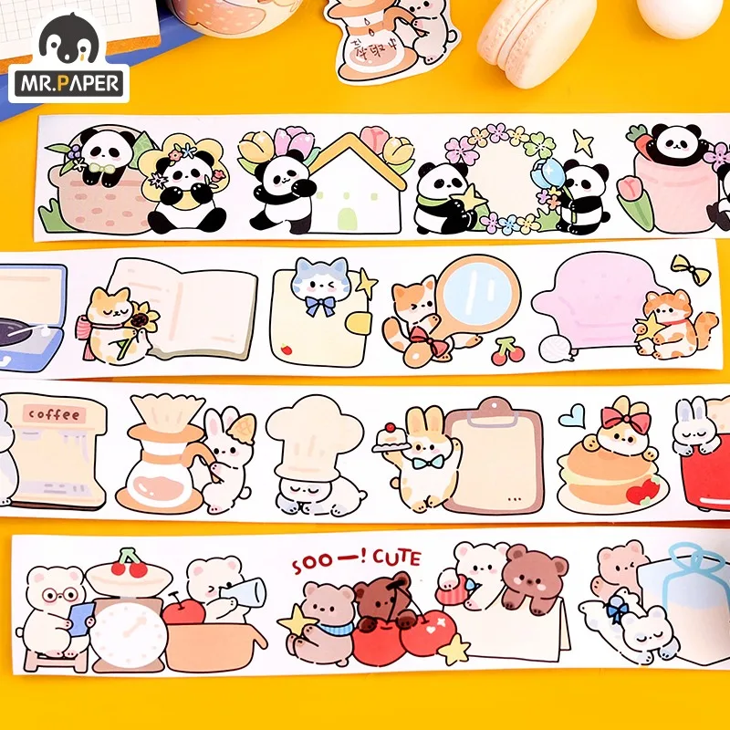 Mr. Paper 4 Style Cute Cartoon Rabbit Writing Tape Notes messaggi tag adesivi cancelleria Kawaii
