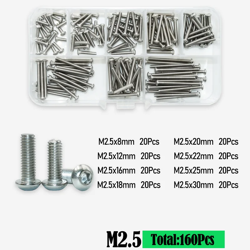 M2 m3 m4 m5 m6 m8 m10 a2 304 Edelstahl Sechs kant Innen sechs kant Innen sechs kant schraube Schraube runde Flach kopfs ch rauben Kit iso7380 – Detail 11