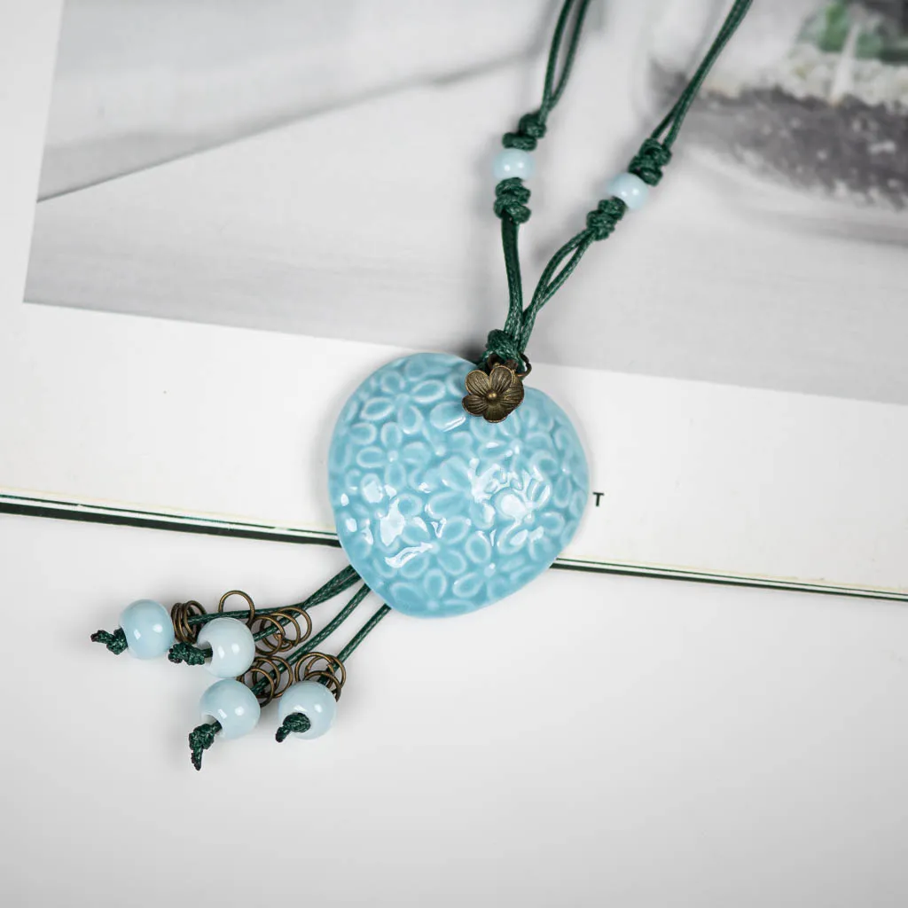 Bohemian Vintage Handmade Necklace Ceramic Beads Pendant Bulk Goods Wholesale Collier Femme Bohe Jewellery 2X642