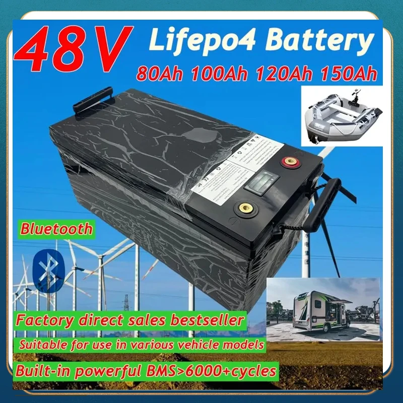 

48V 80Ah 100Ah 120Ah 150Ah LiFepo4 Lithium Battery for 5KW Motorhome Solar Storage Boat Inverter Golf Cart