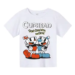 Children Cute cuphead Clothes Kids Summer Fashion T-shirt Baby Boys Cartoon Tshirts Toddler Girls Short Sleeve Casual Tops