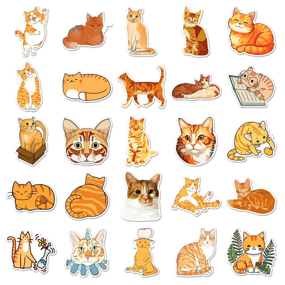 10/30/50pcs Cute Cartoon Felis Silvestris Catus Stickers Cat Decals DIY Laptop Phone Notebook Fridge Decoration Sticker Kids Toy