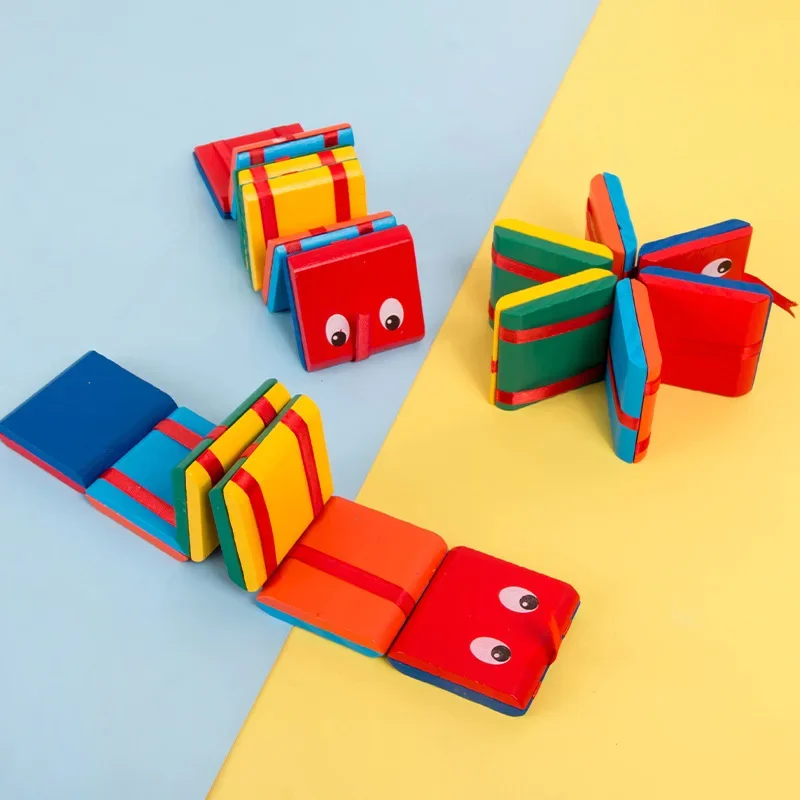 Blocchi di serpente di legno pieghevoli con vibrazione magica infinita Classici giocattoli educativi precoci per bambini nostalgici Giocattoli puzzle per la scuola materna