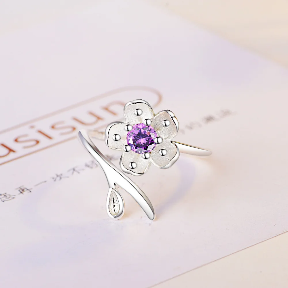 925 Sterling Silver Ring Flower High Quality for Women Wedding Jewelry Engagement Charm Party Fashion Birthday Gift Ring