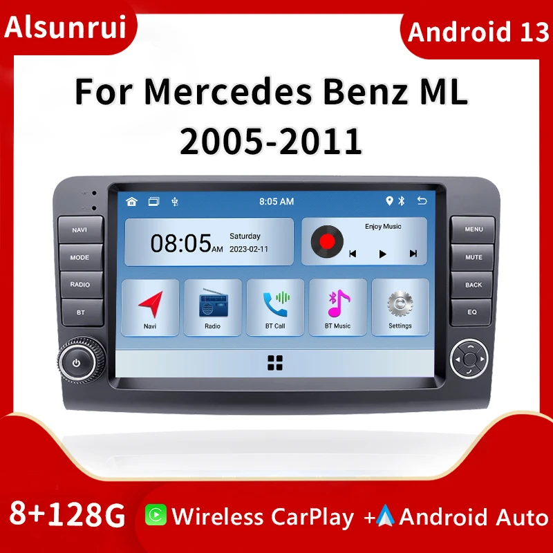 

4G Carplay авторадио 2Din Android 13 для Mercedes Benz M CLASS ML W164 X164 ML350 ML300 GL500 ML320 ML280 GL350 GL450 Мультимедиа