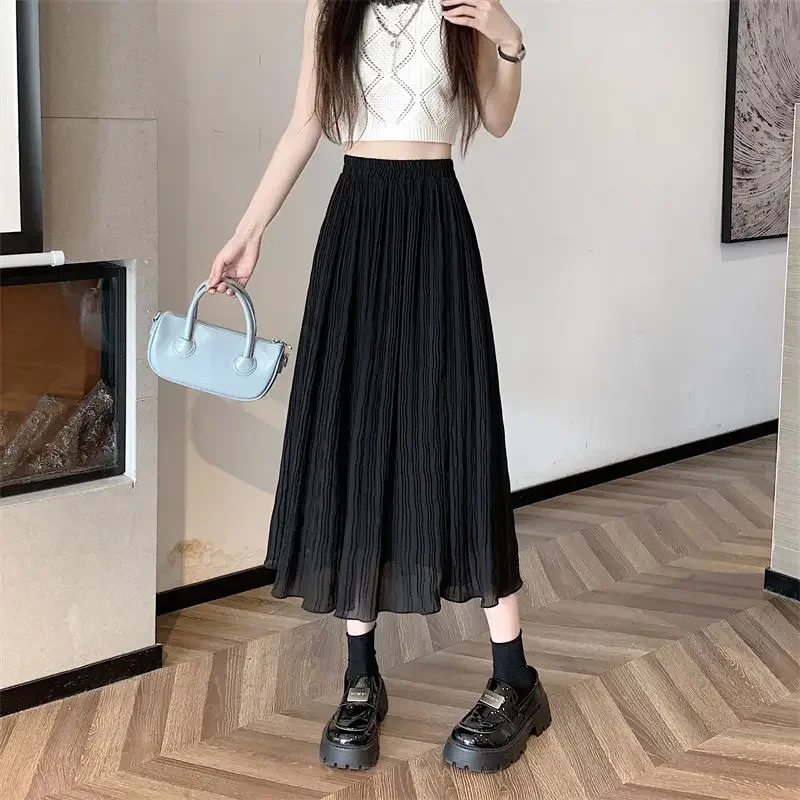 Woman Skirt Midi High Waist Summer 2024 Skirts for Women Casual Quality Modest Aesthetic Premium New In Clothing Sales Trend V