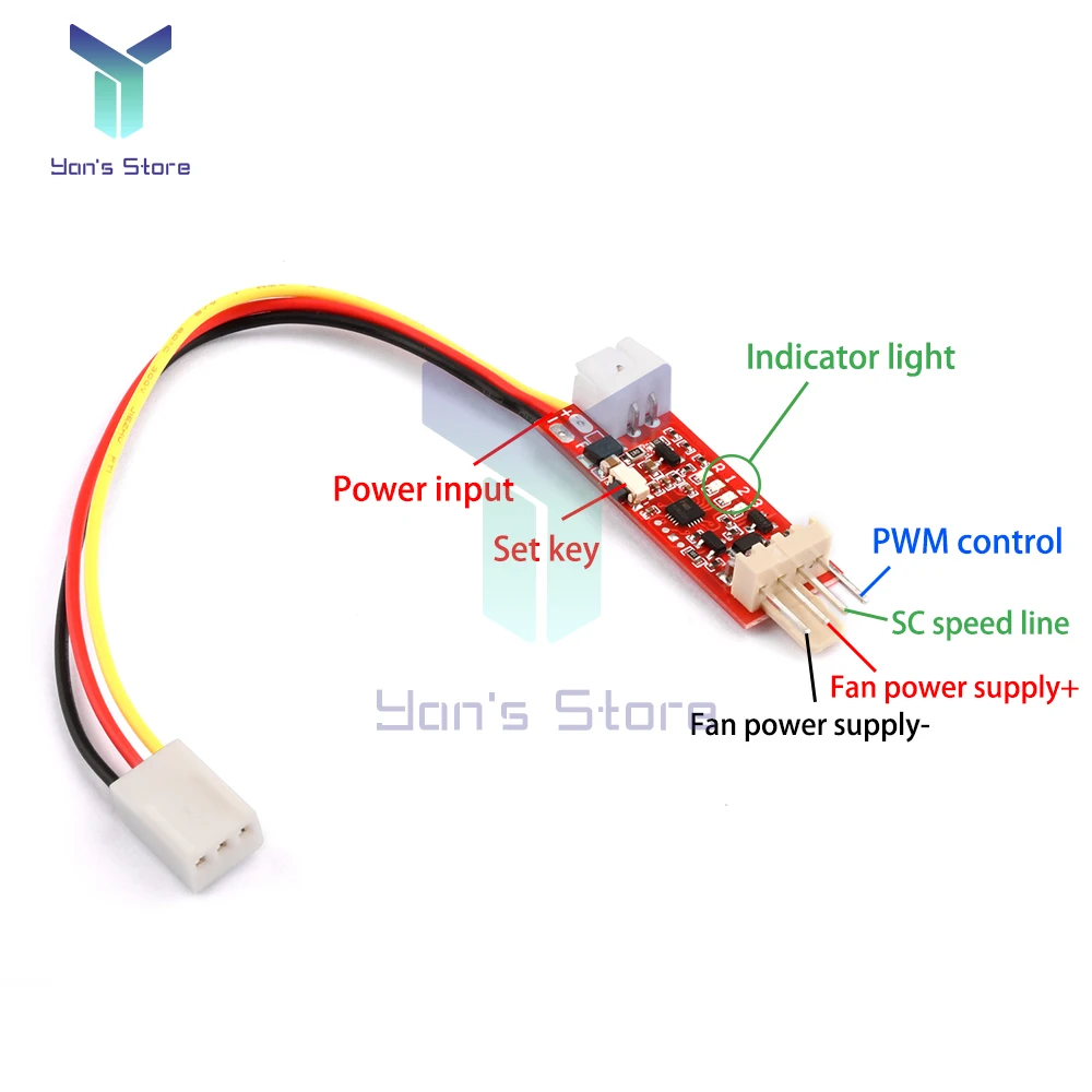 DC 12V 4 Wire PWM PC Fan Temperature Semiconductor Speed Controller Automatic Shutdown Speed Governor Module With Sensor Probe