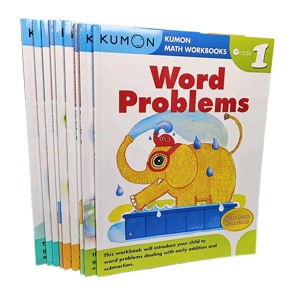 3 book Kumon Math Workbooks English Workbook Application Questions For Grade 1-6 English Book