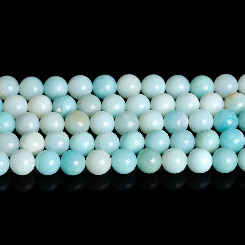 Genuine Natural Amazonite Stone Bead High Quality Loose Spacer 4 6 8 10MM For Jewelry Making Diy Necklace Bracelet Accessory