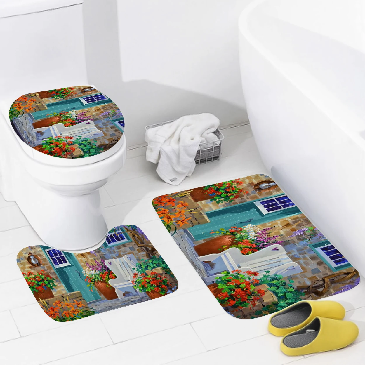 Home bathroom floor mats Bath Foot mat Animal oil paint style modern bathroom accessorie rug Toilet mat Bathtub anti-slip carpet