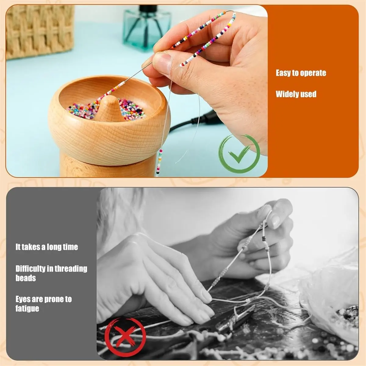 Electric Wooden Bead Spinner USB Powered Beading Bowl Kit Adjustable Speed and Direction Bead Loader