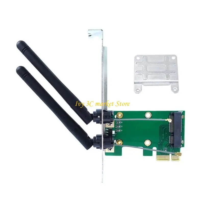 

D7YC Mini PCIe To PCIe Adapter Card с двумя антеннами для беспроводных сетевых карт