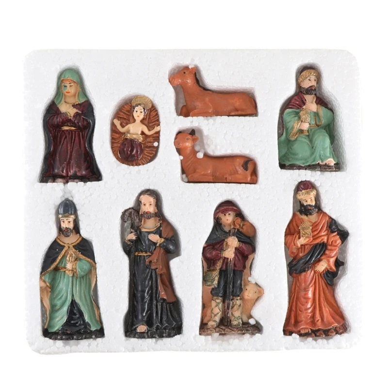 Holy Family Figures Crafts for TV Shelf Fireplaces Room Christmas Decoration