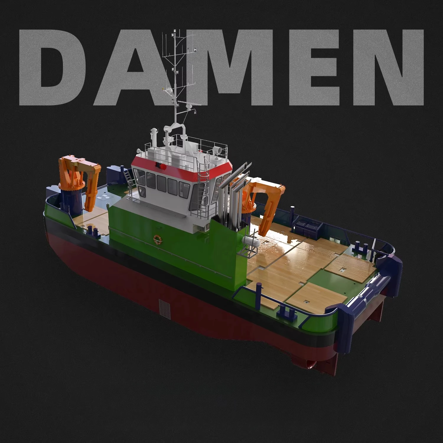 

1/48 DAMEN 2712 Верхняя нажимная рабочая лодка 619 мм Деревянная модель лодки с дистанционным управлением DIY Сборочный комплект Высокая имитация инженерной модели корабля
