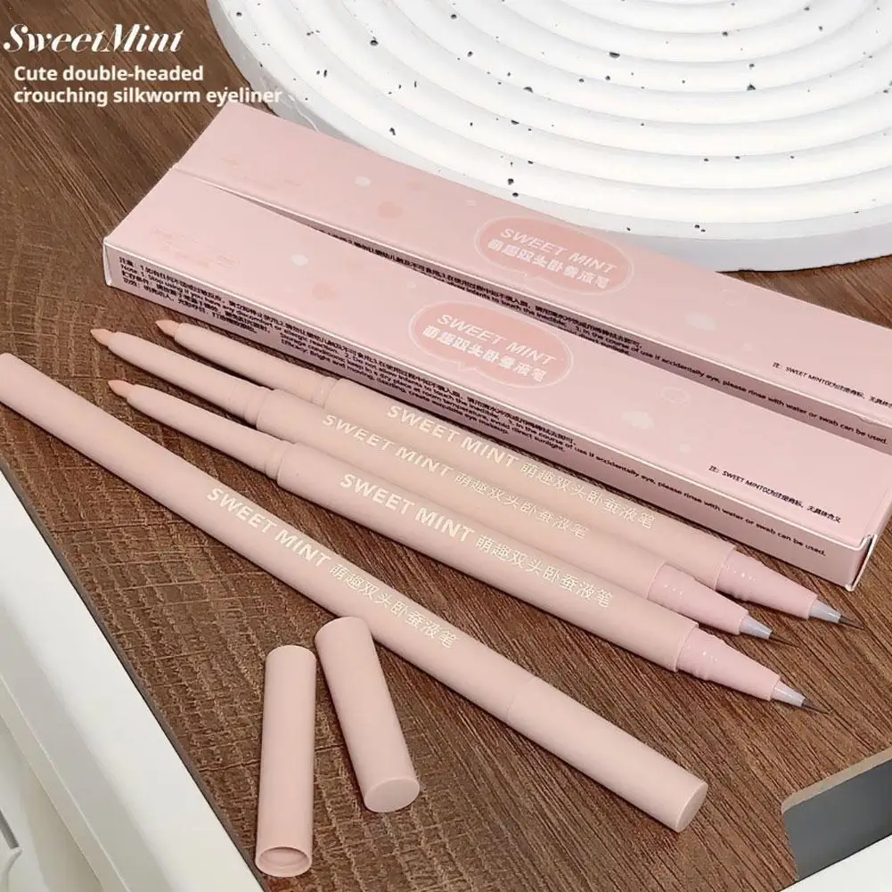 

Double Head Matte Pink Lying Silkworm Pen Waterproof Lasting Natural Brightening Glitter Eyeshadow Pencil Korean Makeup Cosmetic