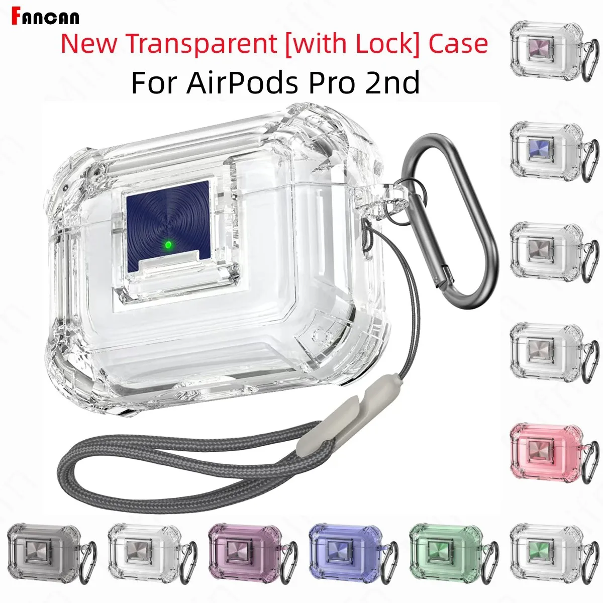 

New 3D Clear Case for Airpod Pro 2 Cases w/keychain Anti-lost Protector Soft TPU Shockproof Case for Airpod Pro 1 2 Case Lock