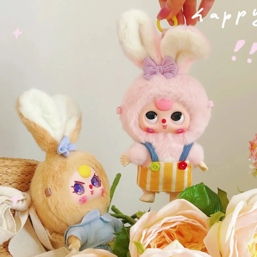 (Coniglietto in tre miniature per bambini) Simpatici giocattoli di plastica con frutta di peluche, adorabili mini giocattoli di coniglio, adatti per Halloween