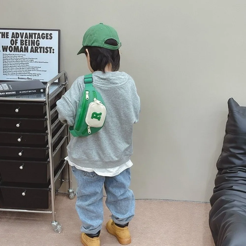 Marsupio per bambini con lettera All-match Borsa a tracolla per bambini creativa sportiva Borsa da petto per bambini leggera in stile coreano per ragazze