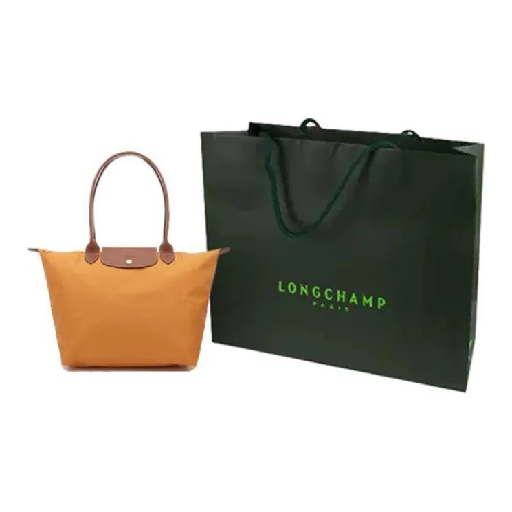 LONGCHAMP Le Pliage Recycled Canvas With Leather Tote Bag, Shopping Bag, Handbag, Shoulder Bag Large Women's Orange 1899089025