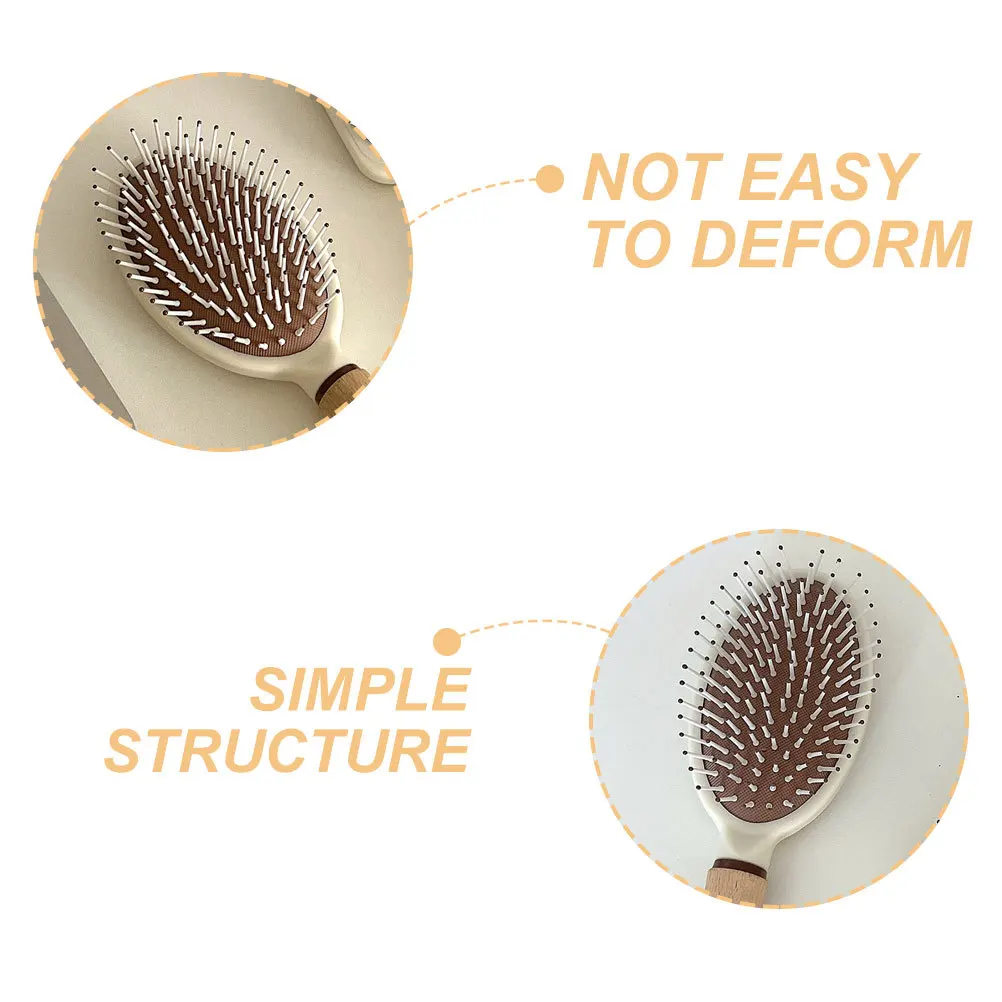 

Portable Scalp Massage Hair Brush Wooden Handle Detangling Brush for Curly Thick Hair Soft Bristles Travel Home Use