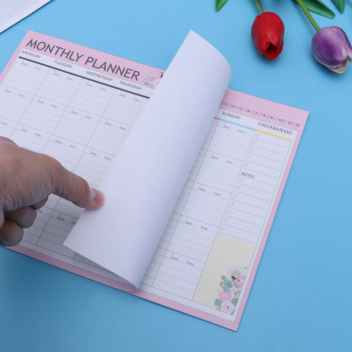 20Sheets Monthly Schedule Book Pink Green Mixed Delicate Monthly Planner Year Round Planning Weekly to Do List Animal Flower
