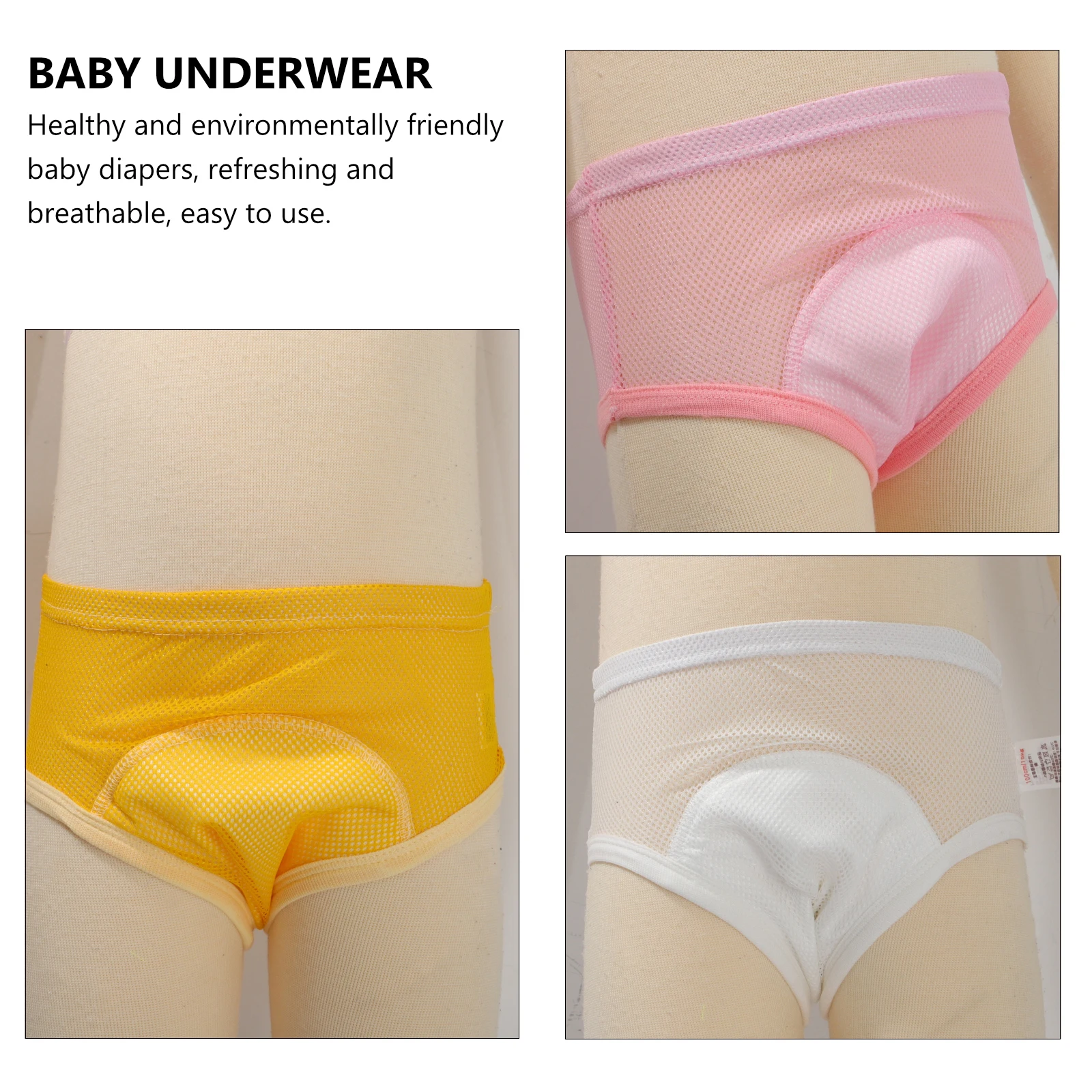 

3pcs Baby Training Pants Cotton Reusable Breathable Tpu Waterproof Comfortable Washable Diapers Elastic Waist Anti-Leakage