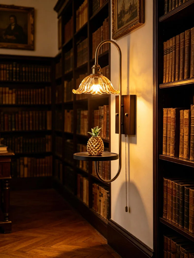 Amber Green Glass Wall Lamp Bedroom Foyer Hotel Art Sconce