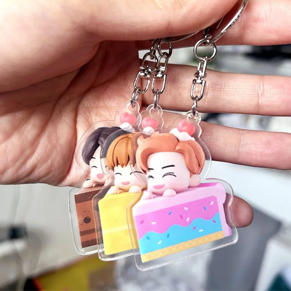 Korean Popular Cartoon Cake Male Idol Acrylic Keychain Jaemin Keyring Pendant Men Group Decoration Accessories Ornament Gift