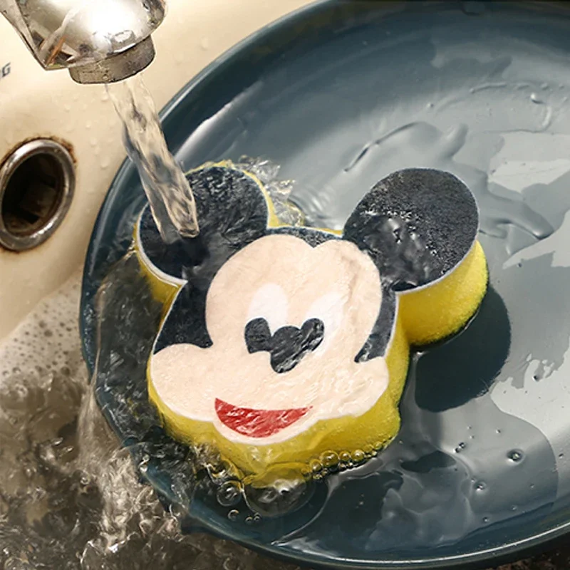 Disney Mickey Dishwashing Sponge Anime Dish Washing Brush Pan Pot Dish Wash Sponges Household Cleaning Reusable Kitchen Tools