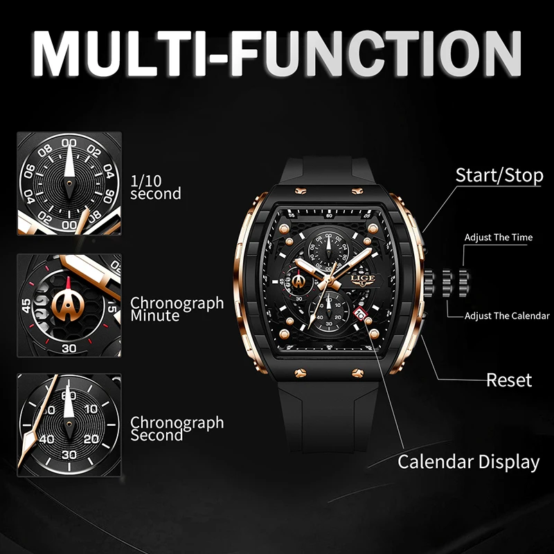 LIGE Top Brand Luxury Watches Men Sport 50M Waterproof Quartz Mens Watch Military Luminous Dive Wristwatch Male Reloj Homre 2024