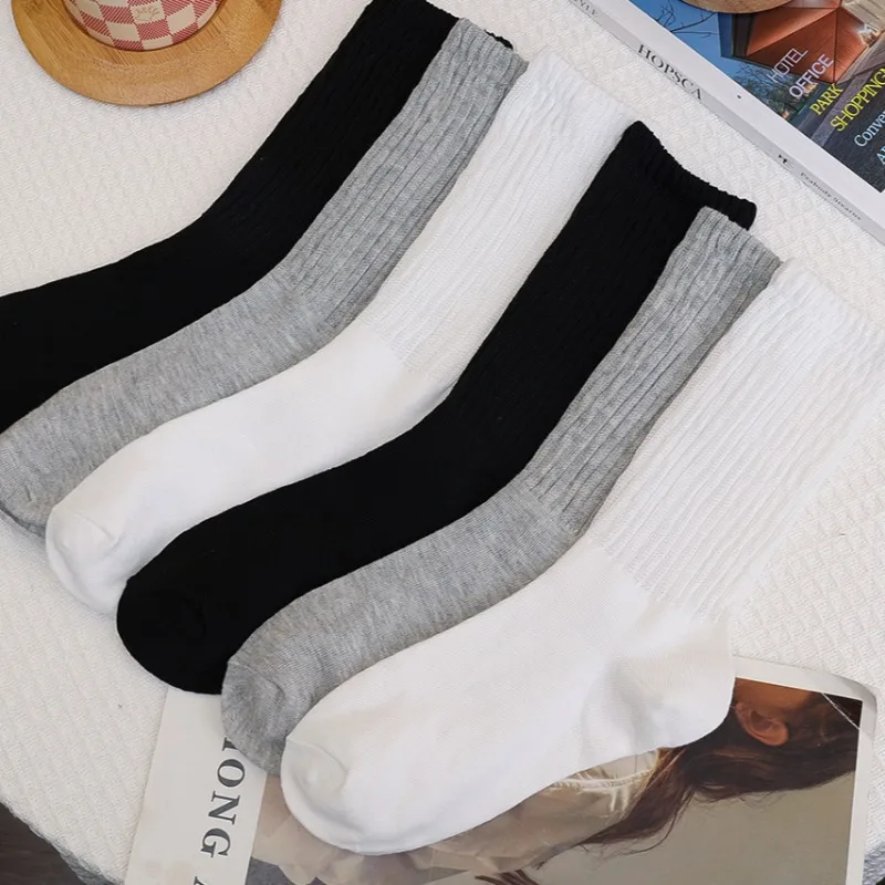 Y2K Soft Autumn Stacked Socks Women Versatile Loose Middle Cylinder Pile Up Sock Girls High Stretch Hosiery Winter Stockings image 6