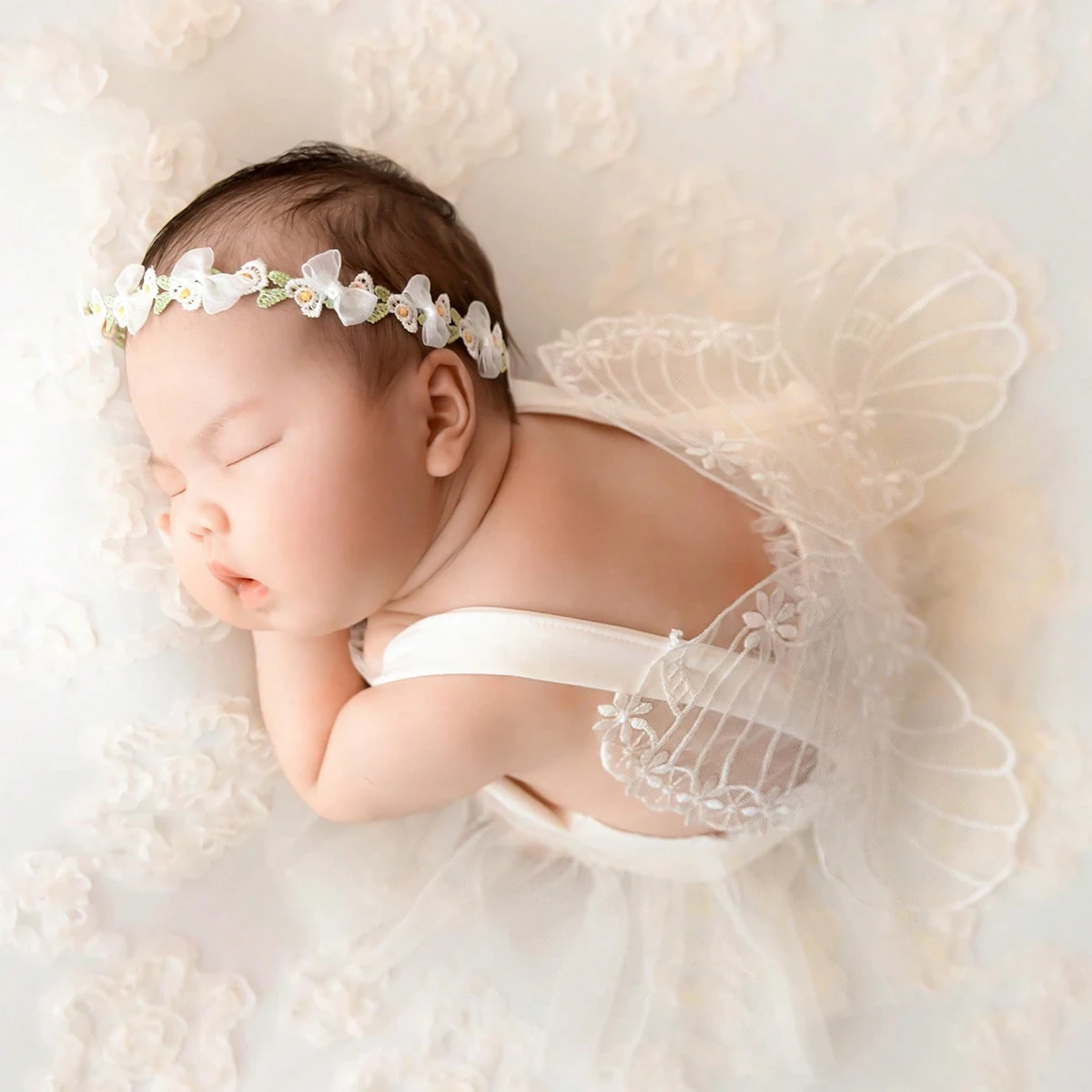Ylsteed Newborn Baby Back Butterfly Outfits for Shooting Infant Photography Romper with Headband Mesh Costume
