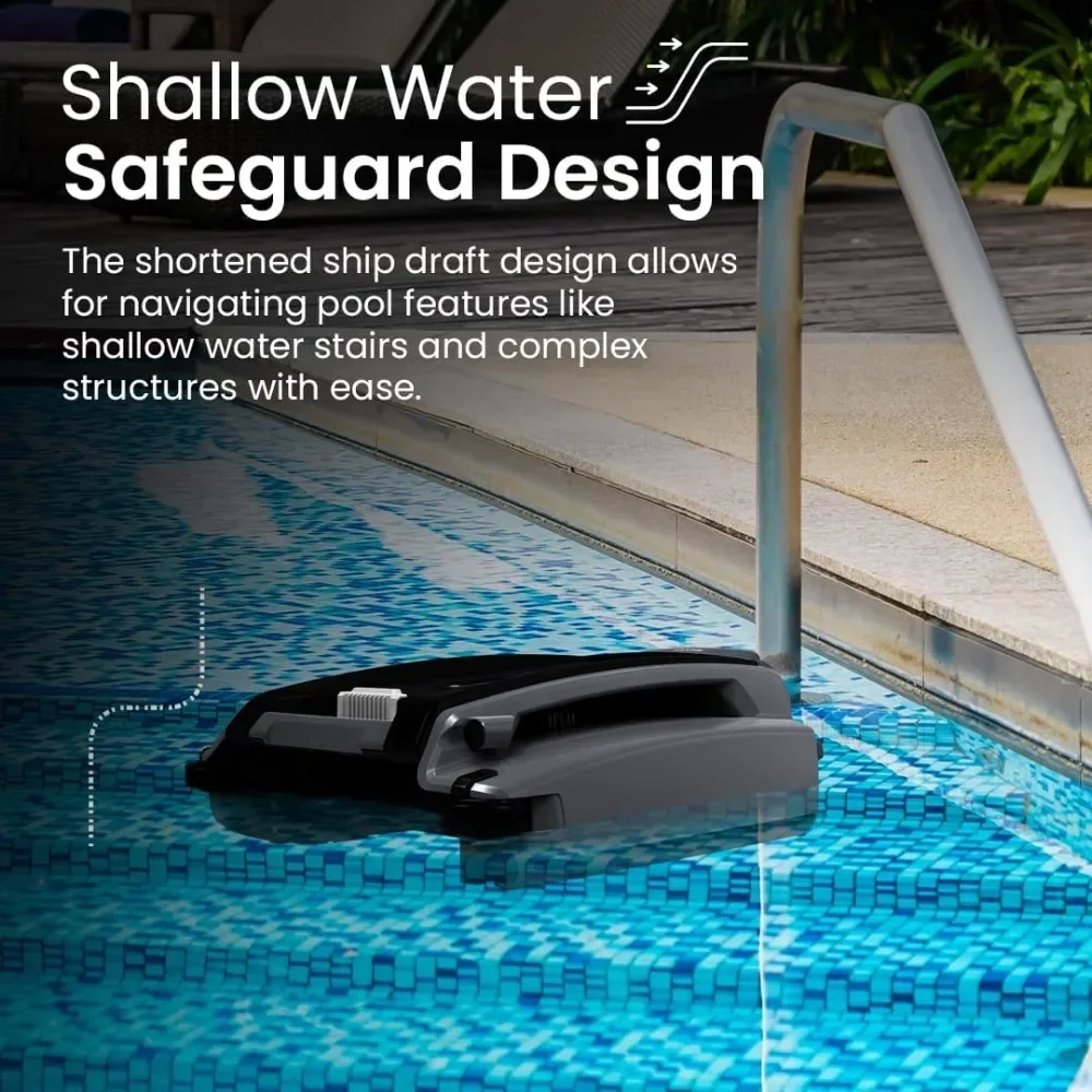 Solar powered robotic pool skimmer with dual charging options and 30 hour continuous cleaning battery power supply