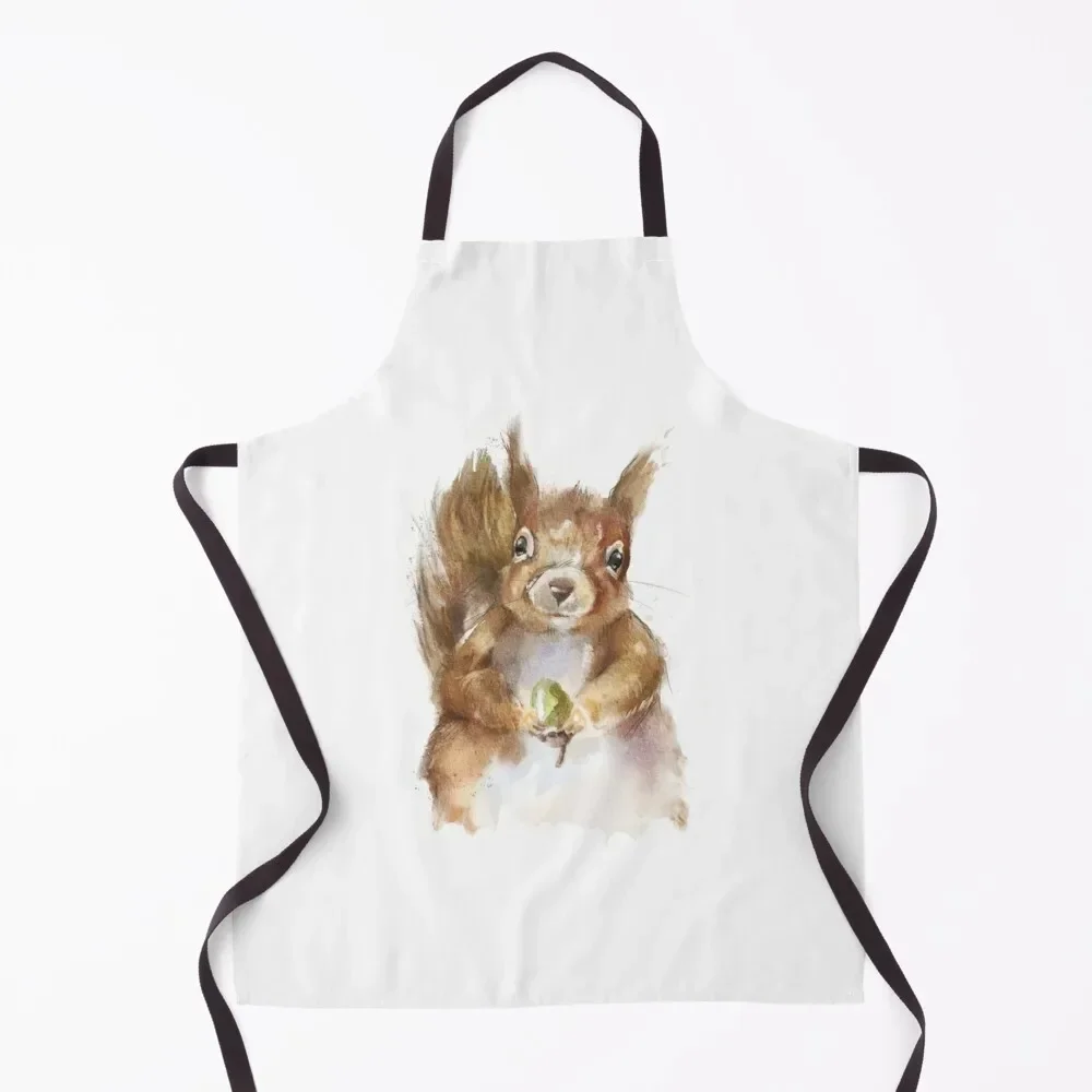 Red Squirrel with Acorn Apron cooks clothes kindergarten teacher Apron