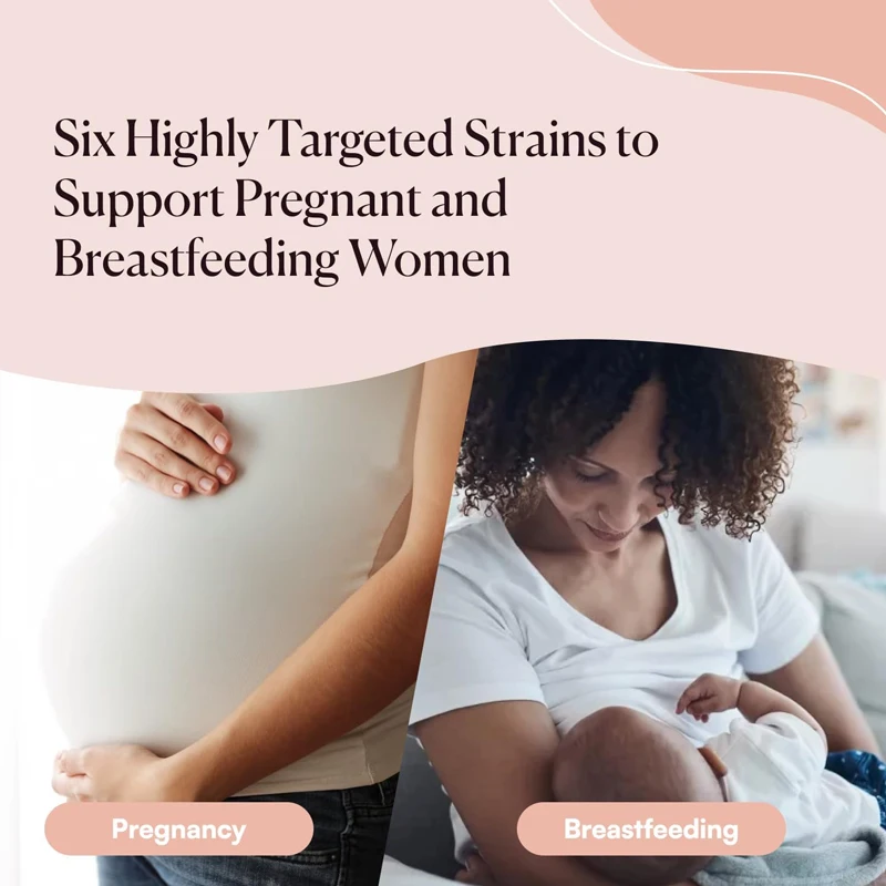 โปรไบโอติกช่วยสนับสนุนการย่อยและสุขภาพภูมิคุ้มกันในระหว่างตั้งครรภ์ หลังคลอด และให้นมบุตร วิตามินสำหรับแม่ตั้งครรภ์แบบแคปซูล