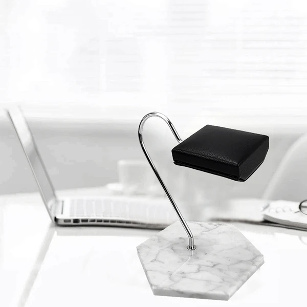 

ELBA_White Marble Watch Stand PU Leather Watch Display Stand New Watch Stand Storage Rack Black Tray