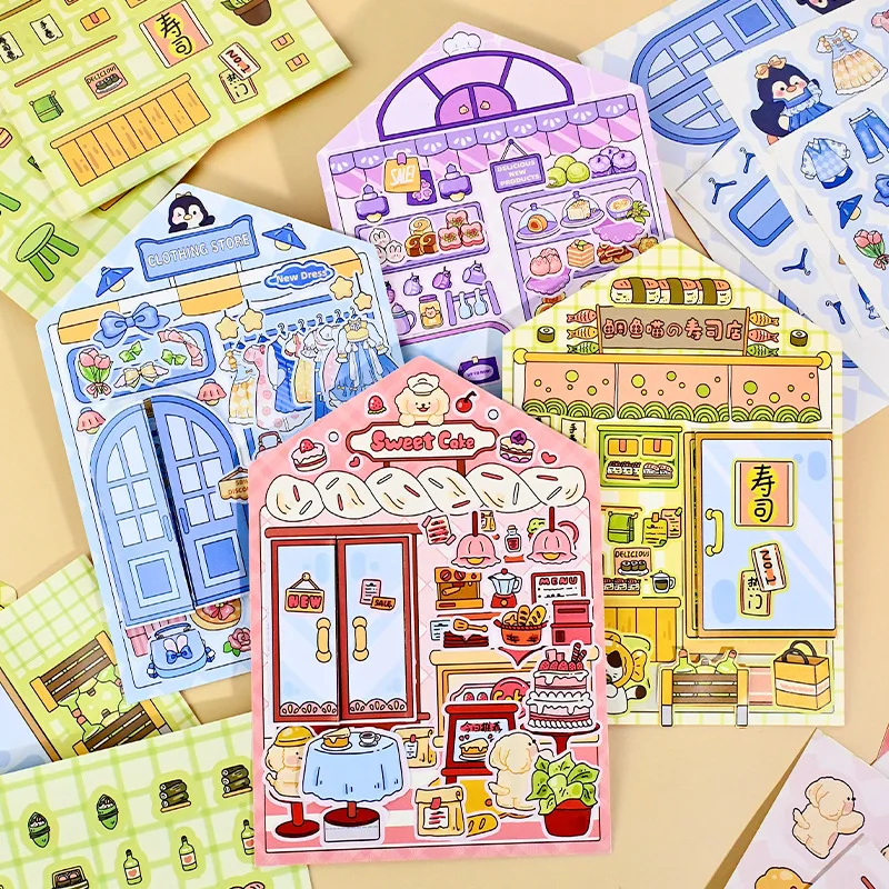 

Kawaii dessert shop 3D Pastry shop Landscape Sticker DIY Pocket Cabin Scene festival gift