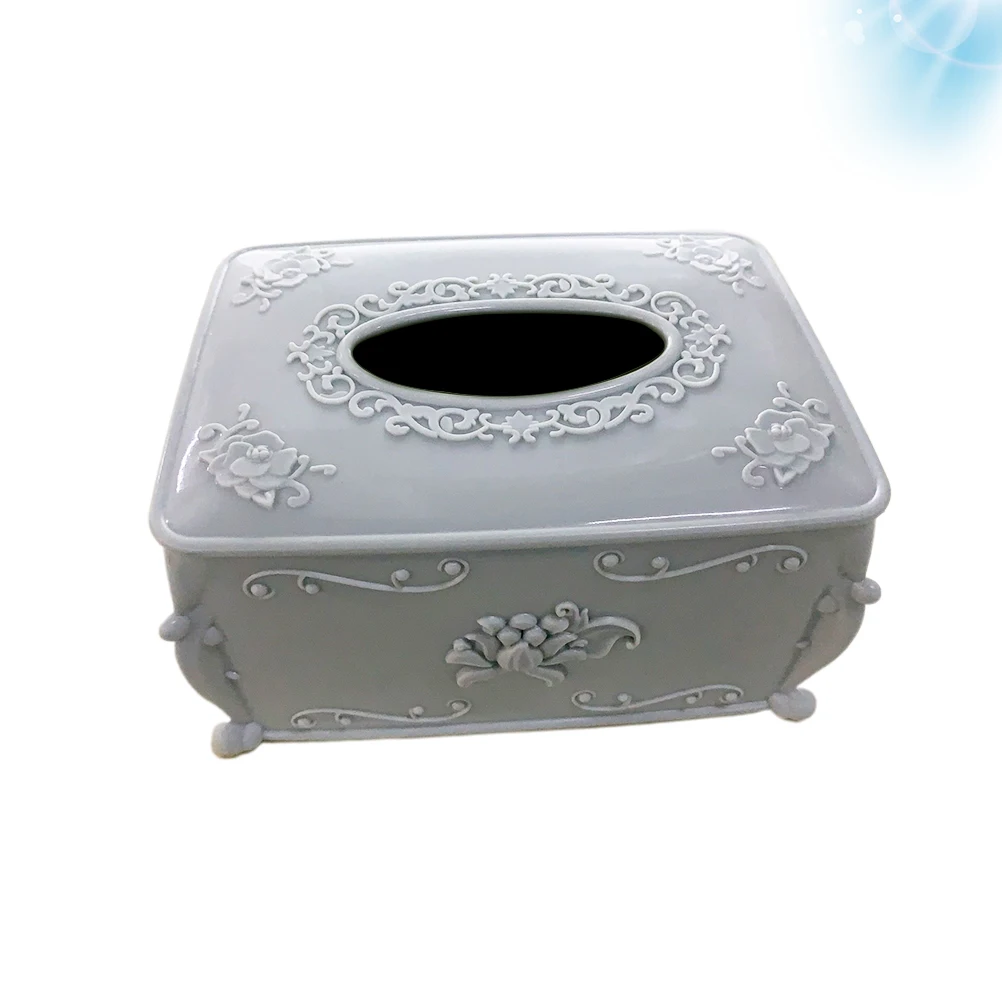 Sturdy Plastic Tissue Box Floral Decorated Square Napkin Storage Container For Home Office Hotel Restaurant Use Strong