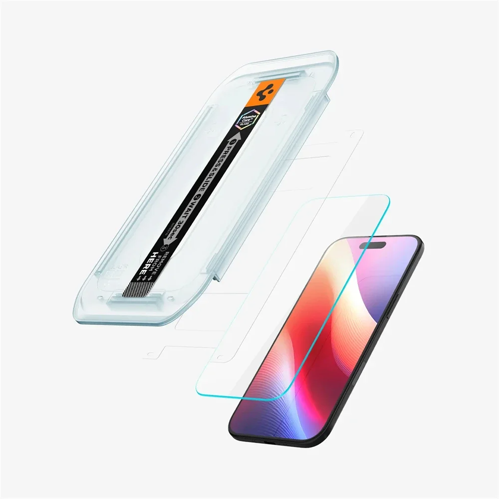 2 SZT. Spigen Glas.tR EZ Fit Szkło Hartowane z Ochroną Czujnika, Folia Ochronna na Ekran o Wysokiej Rozdzielczości do iPhone 17 Pro Max 16 15 14 Plus