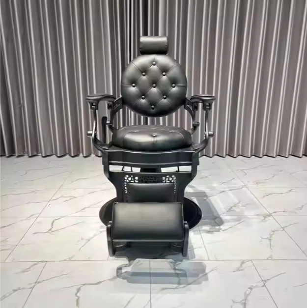 Antique Style Red Silver Barber Shop Hair Styling Chair Salon Barber Chair For Sale