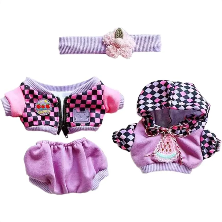 

niannyyhouse 20cm Plush Doll Clothes Headband Hoodie Coat Pants Doll Dr Up Purple