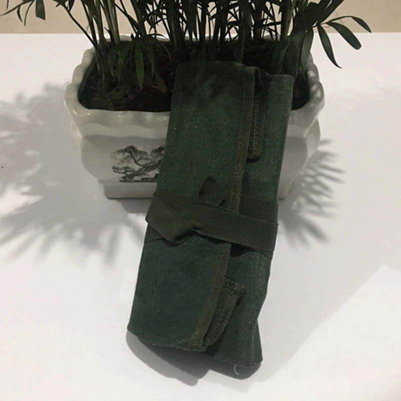 Bolsa almacenamiento rollo herramientas para bonsái lona resistente con 10 bolsillos para puerto jardín